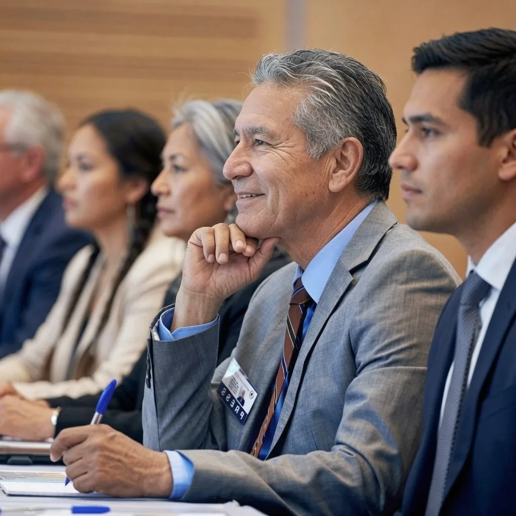 Delegates listening at a governance and policy briefing