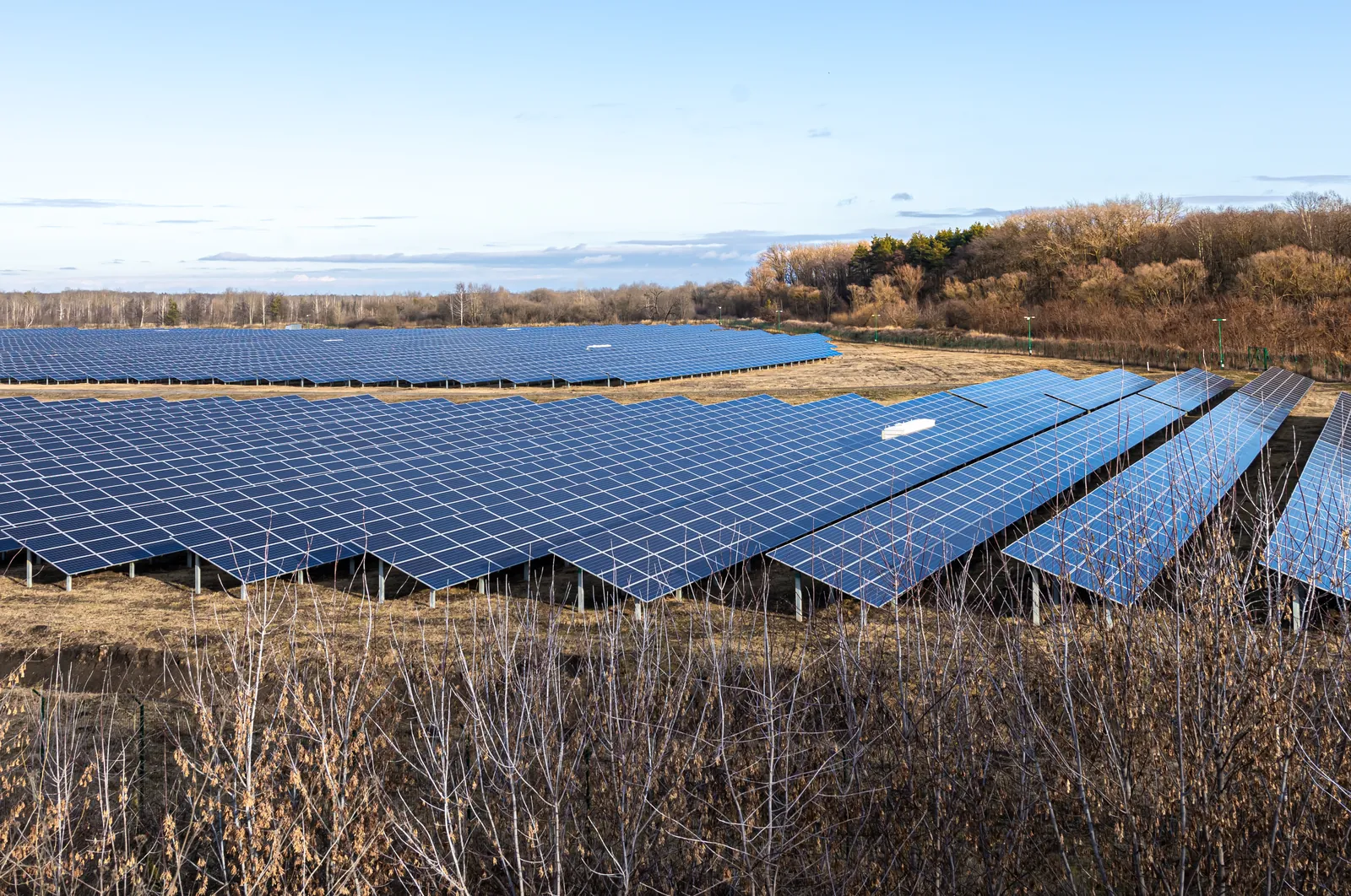 A solar array in open country
